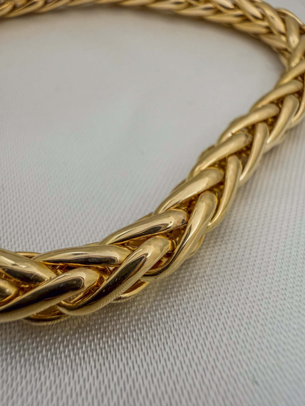 Thick Italy 14k Spiga Woven Chain Link Handmade Bracelet
