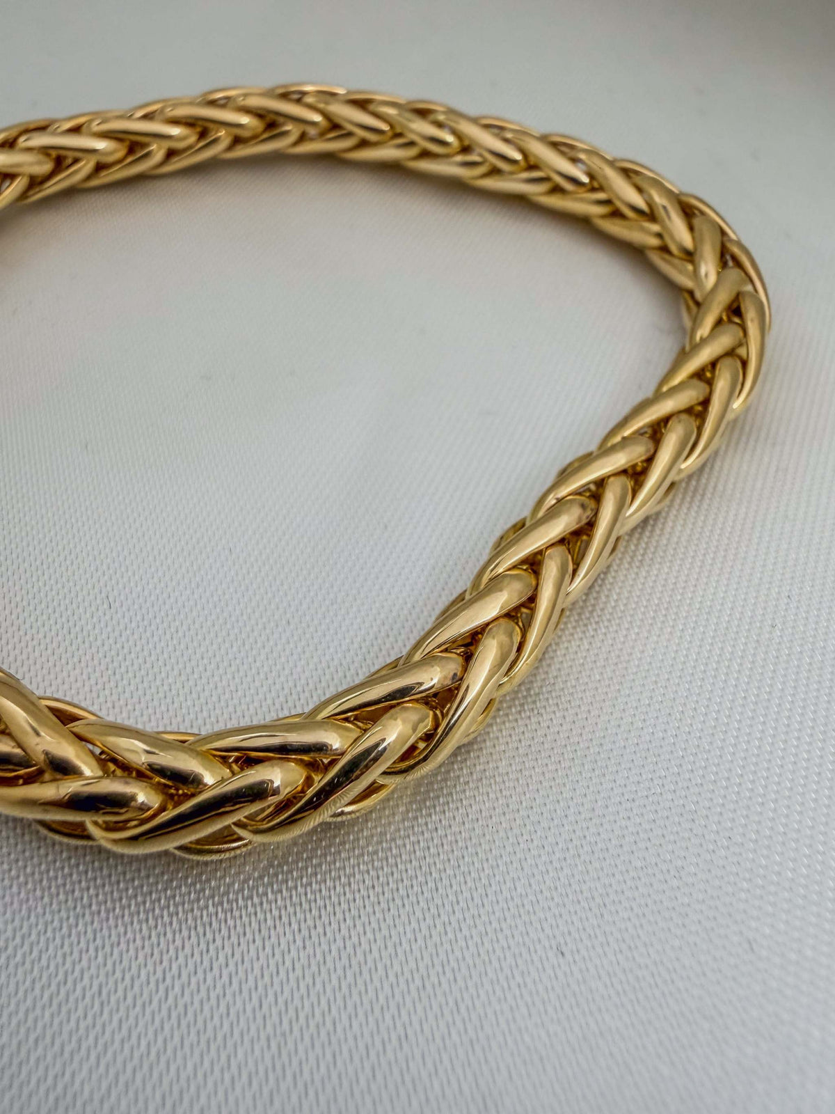 Thick Italy 14k Spiga Woven Chain Link Handmade Bracelet