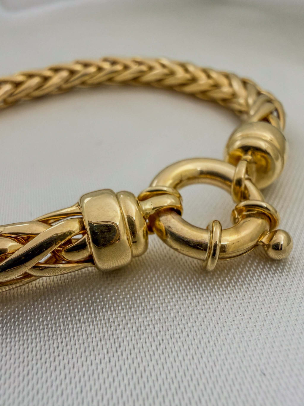 Thick Italy 14k Spiga Woven Chain Link Handmade Bracelet