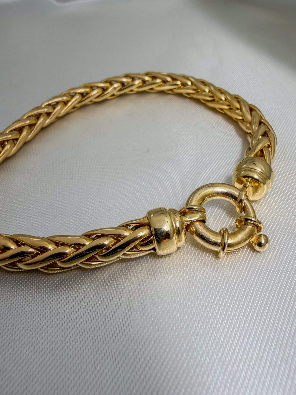 Thick Italy 14k Spiga Woven Chain Link Handmade Bracelet