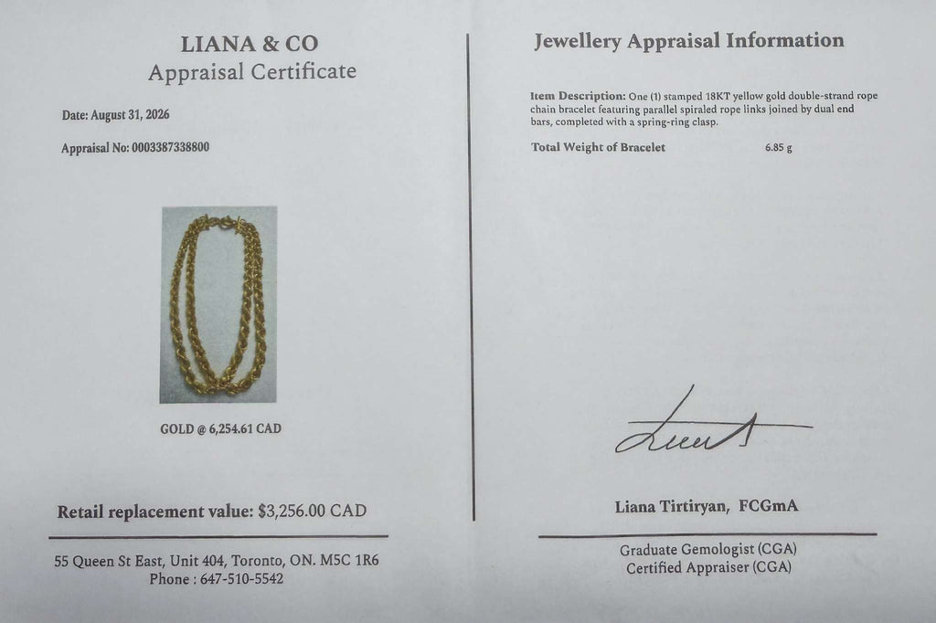 18k Double Strand Rope Chain Bracelet