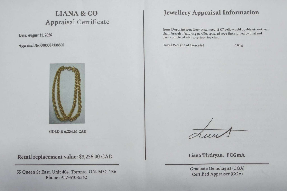18k Double Strand Rope Chain Bracelet