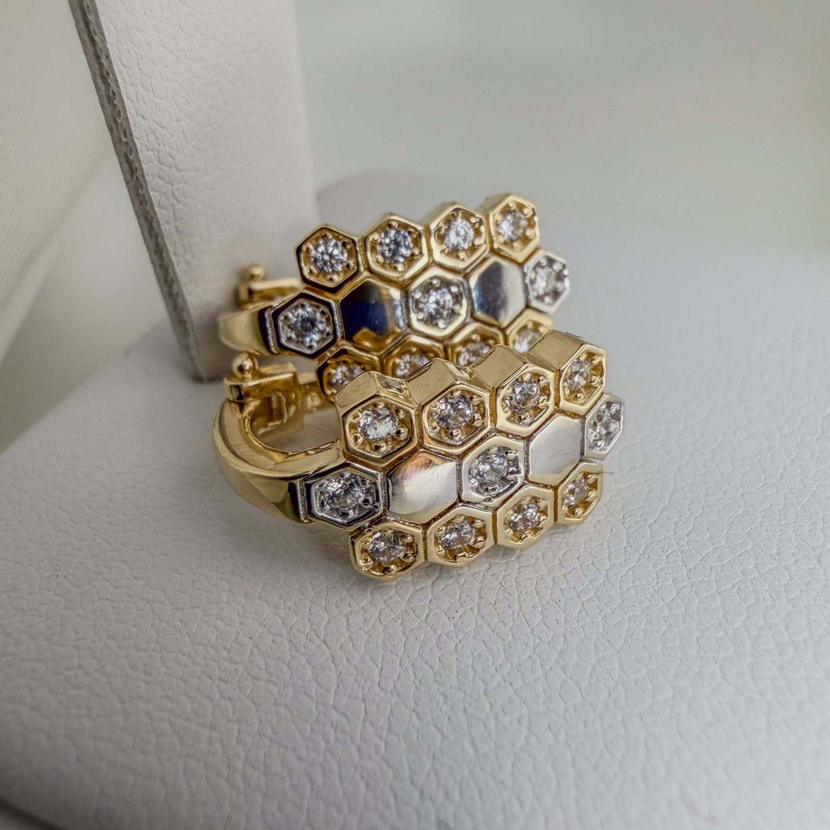 14k Gold Honeycomb Earrings