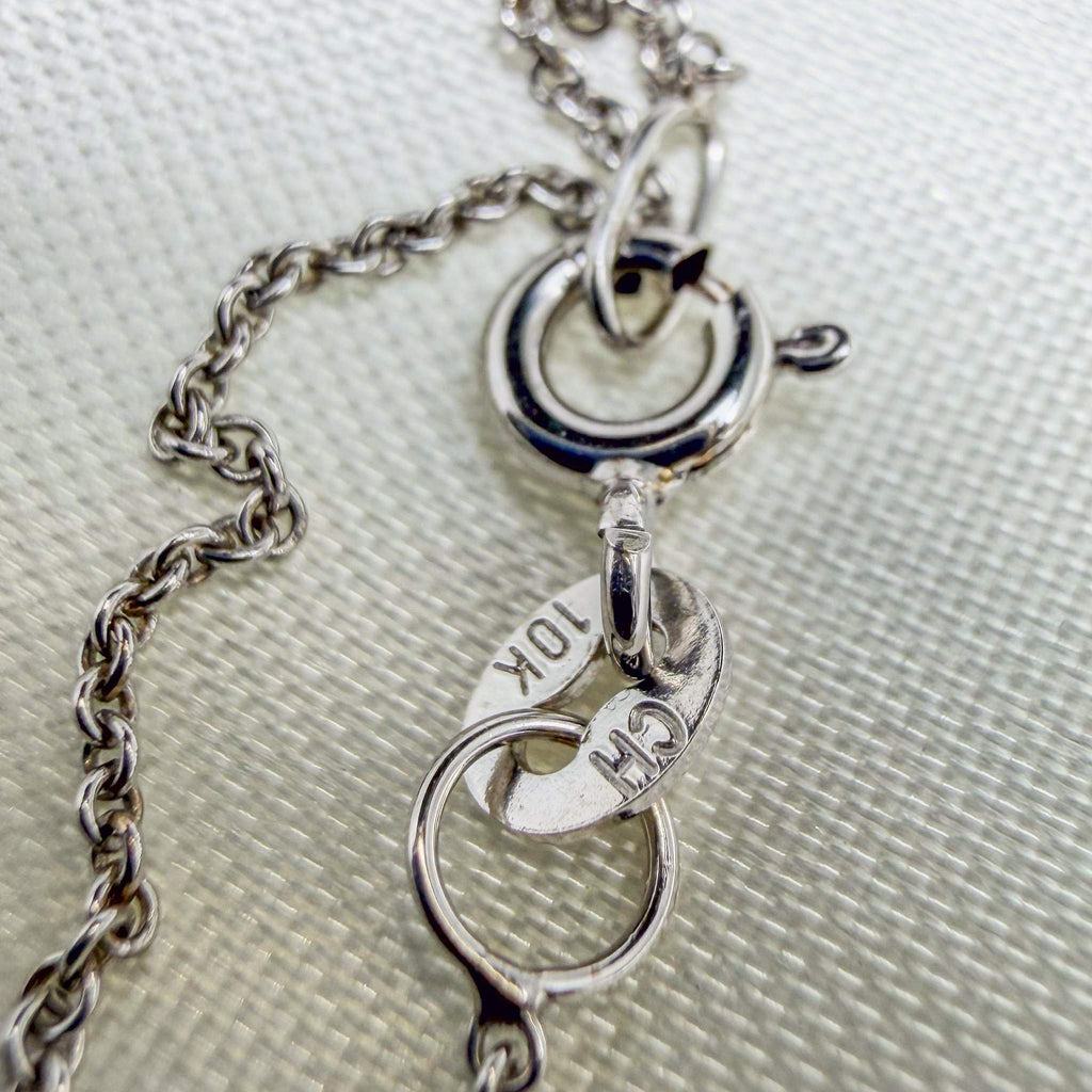 Diamond Channel 10k White Gold Pendant with Chain