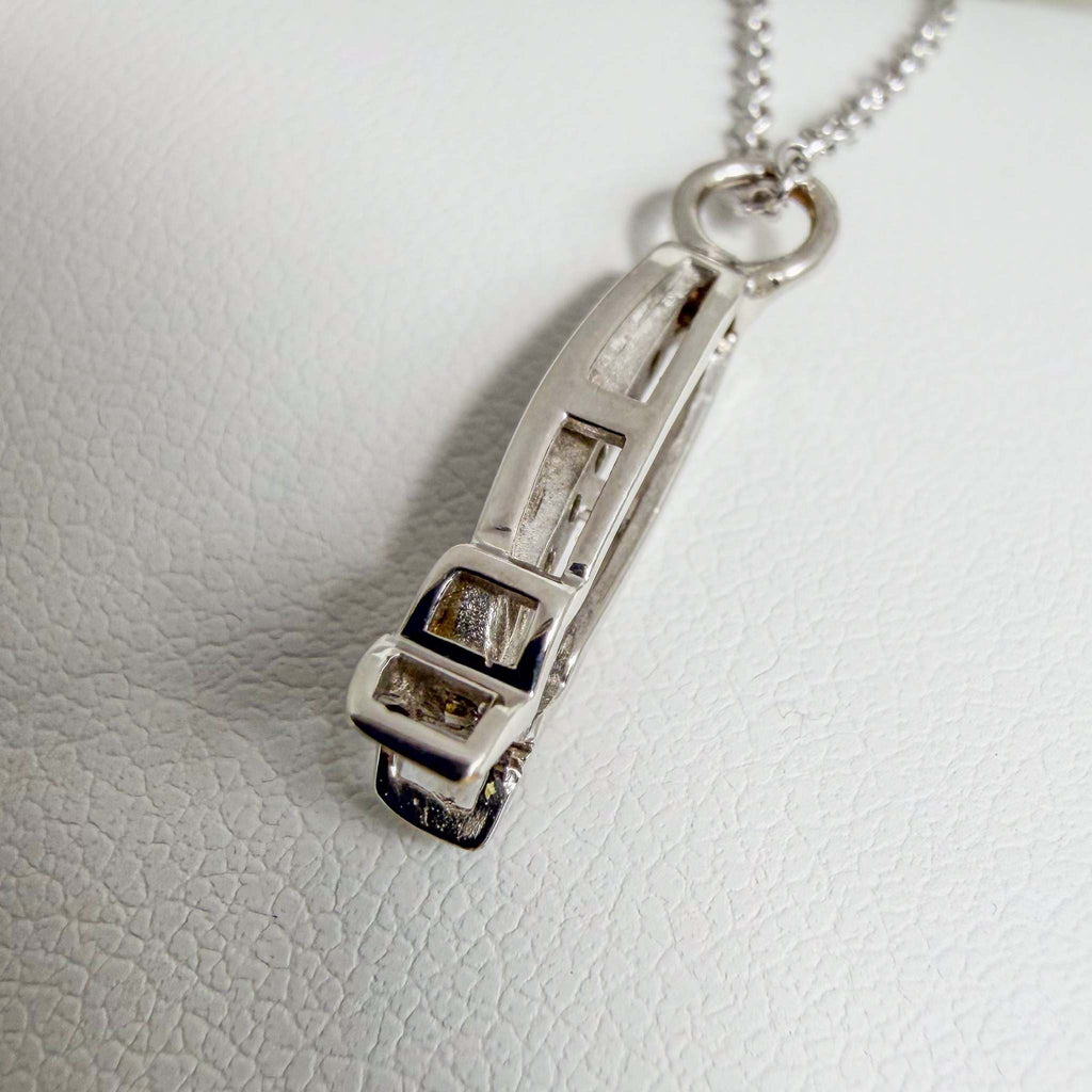 Diamond Channel 10k White Gold Pendant with Chain
