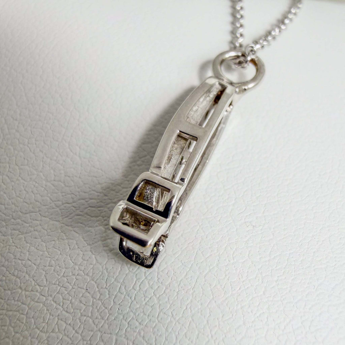 Diamond Channel 10k White Gold Pendant with Chain