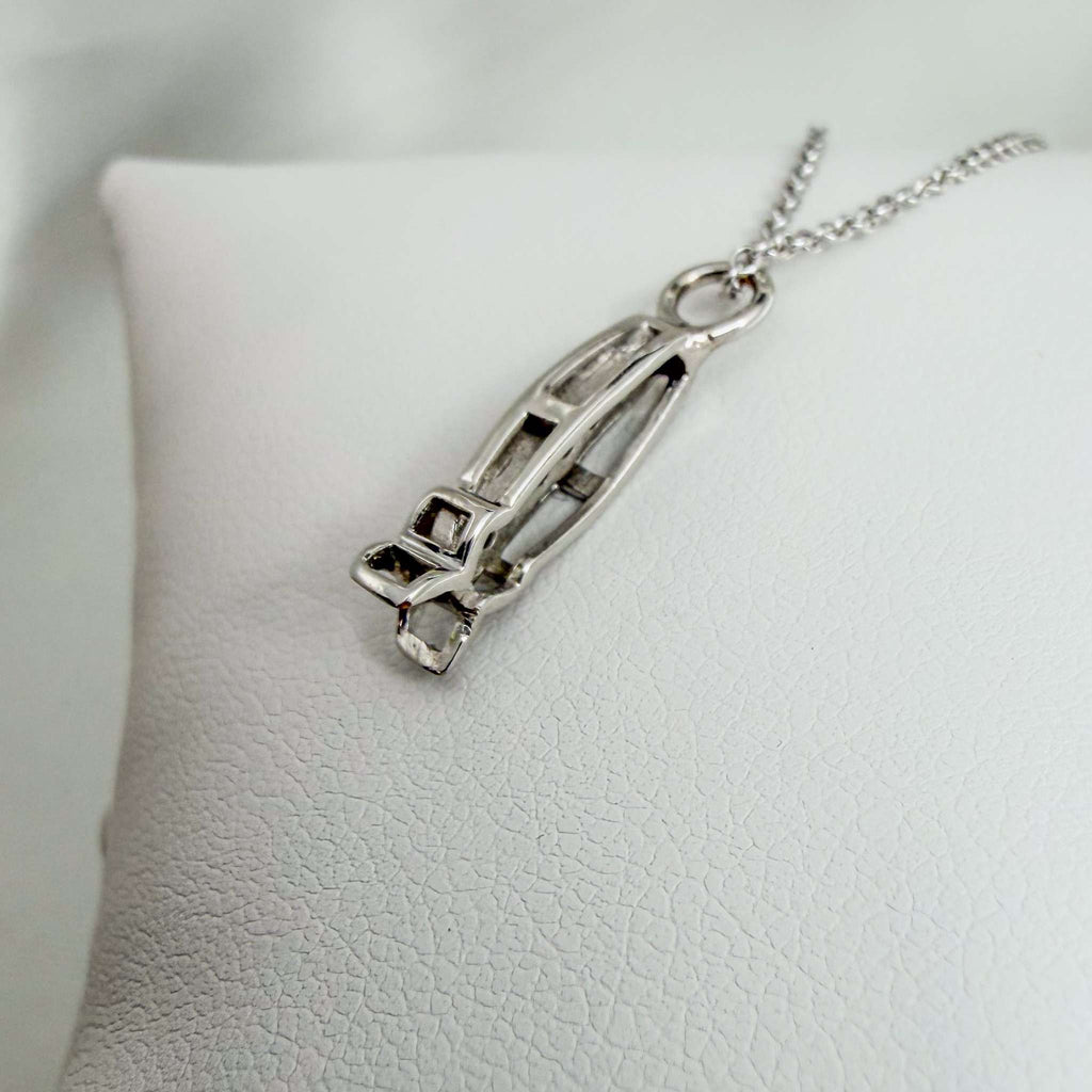 Diamond Channel 10k White Gold Pendant with Chain