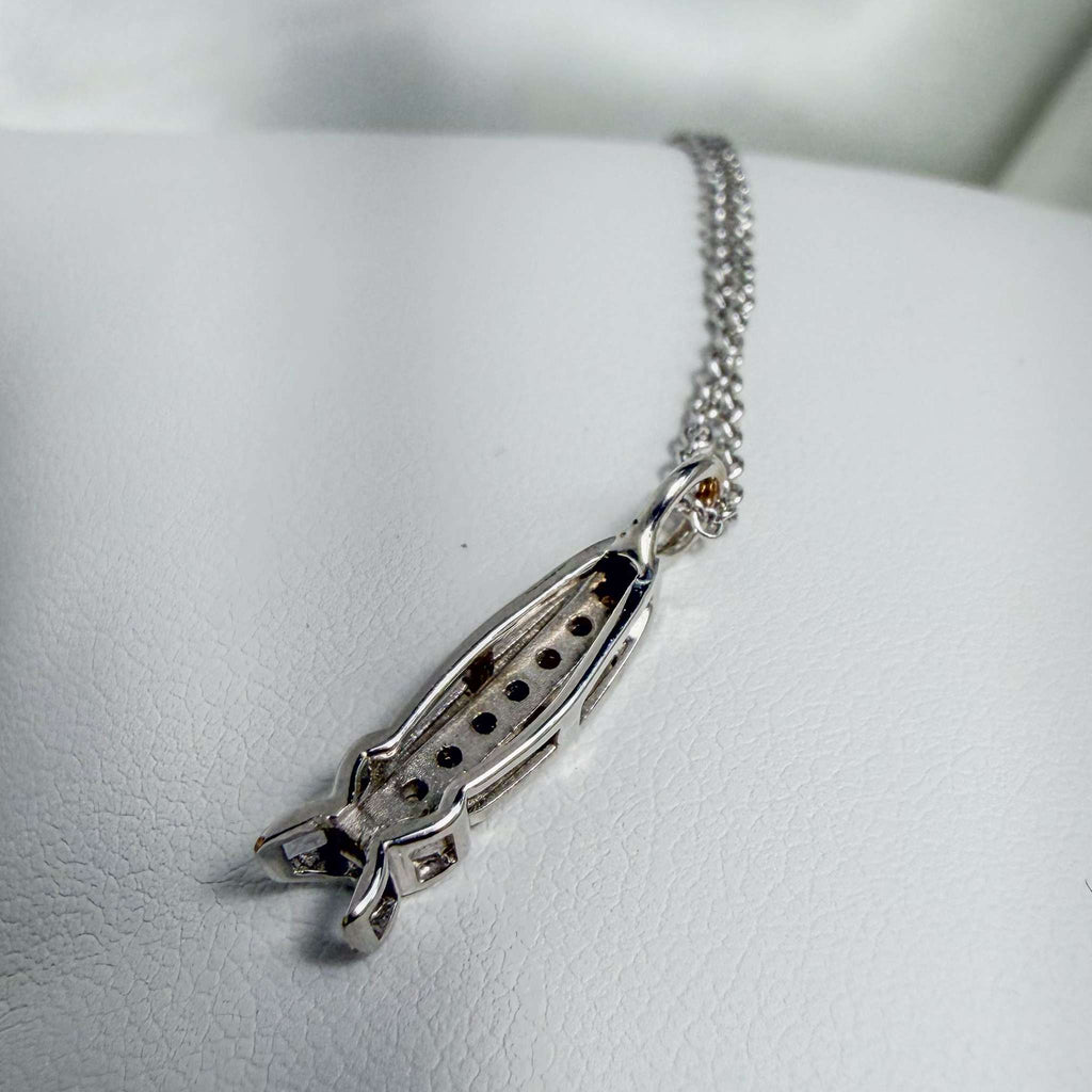 Diamond Channel 10k White Gold Pendant with Chain
