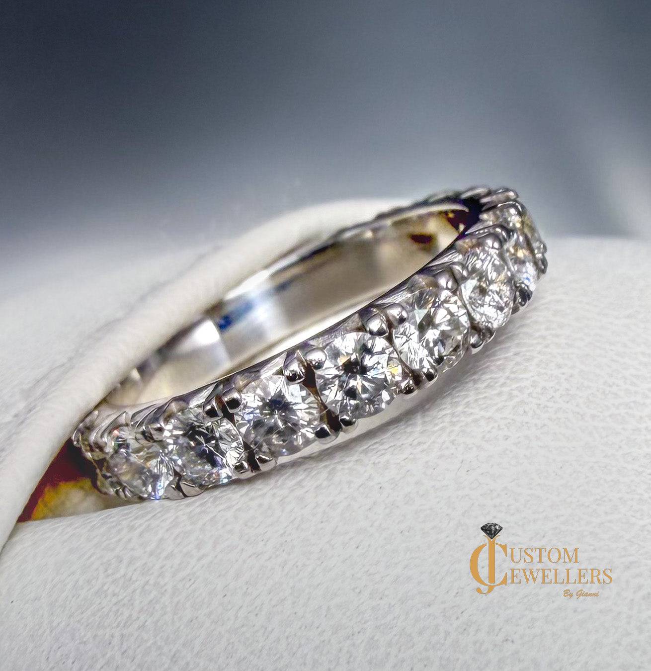 2ct natural eternity diamond wedding band in 18k white gold with brilliant cut round diamonds