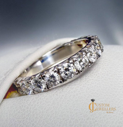 2ct natural eternity diamond wedding band in 18k white gold with brilliant cut round diamonds