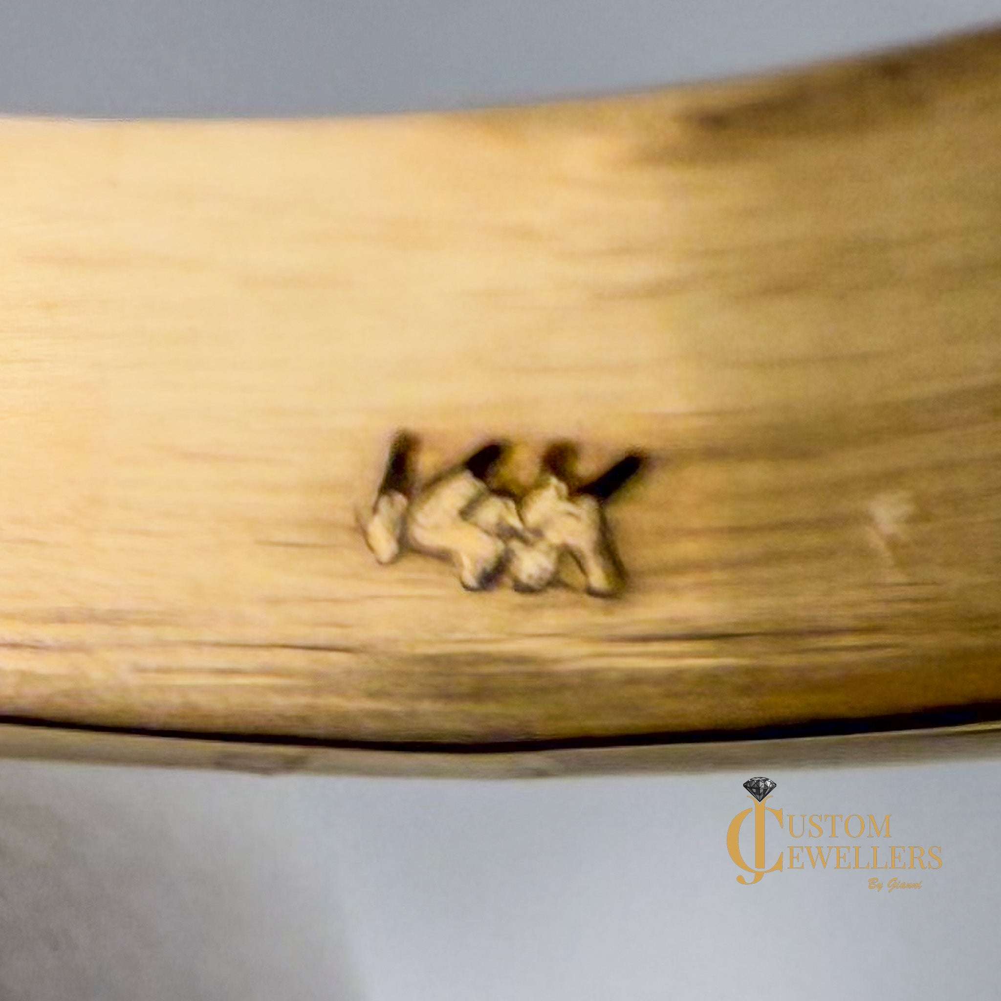 Yellow Gold 14k Men's Ring featuring a Triple Diamond White Gold Ribbon