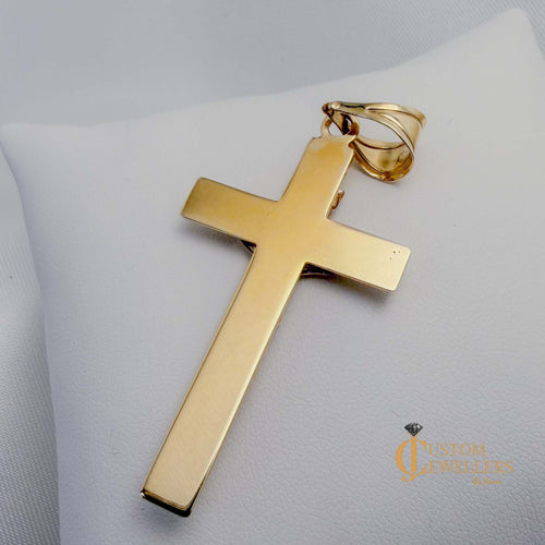 10k Gold INRI Jesus on the Cross Crucifix Pendant Necklace Catholic Religious Charm Jewelry for Men Women, Faith-Based Gift Idea for Him Her