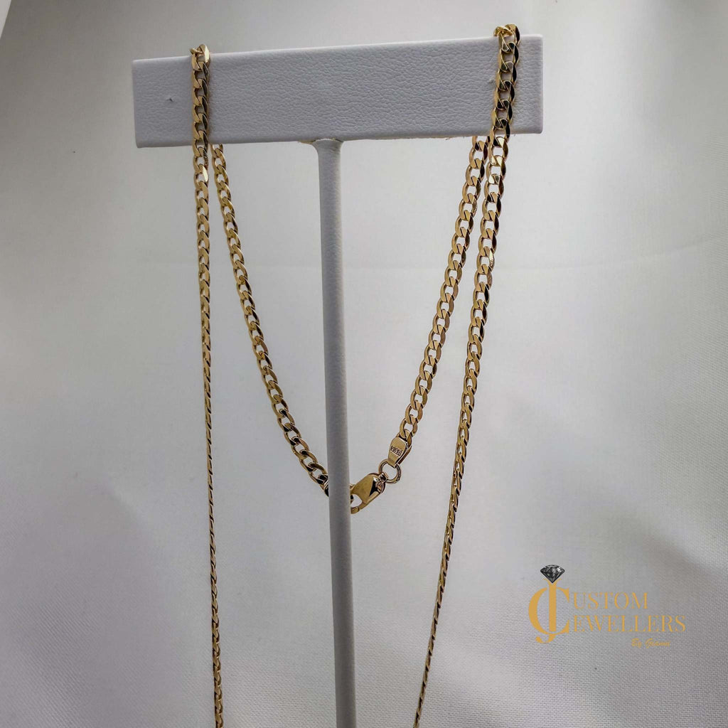 10kt yellow gold 20 inch Cuban link chain with bright polish finish