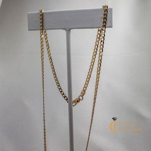 10kt yellow gold 20 inch Cuban link chain with bright polish finish