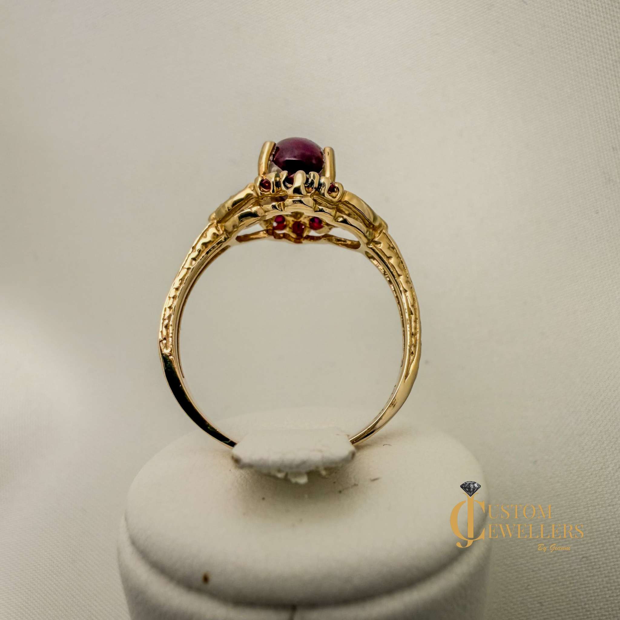Star Ruby 14k Yellow Gold Princess Style Dress Ring