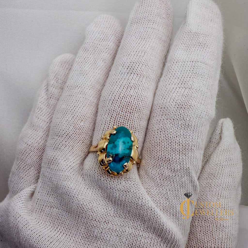 Stunning Turquoise 14k Gold Statement Ring