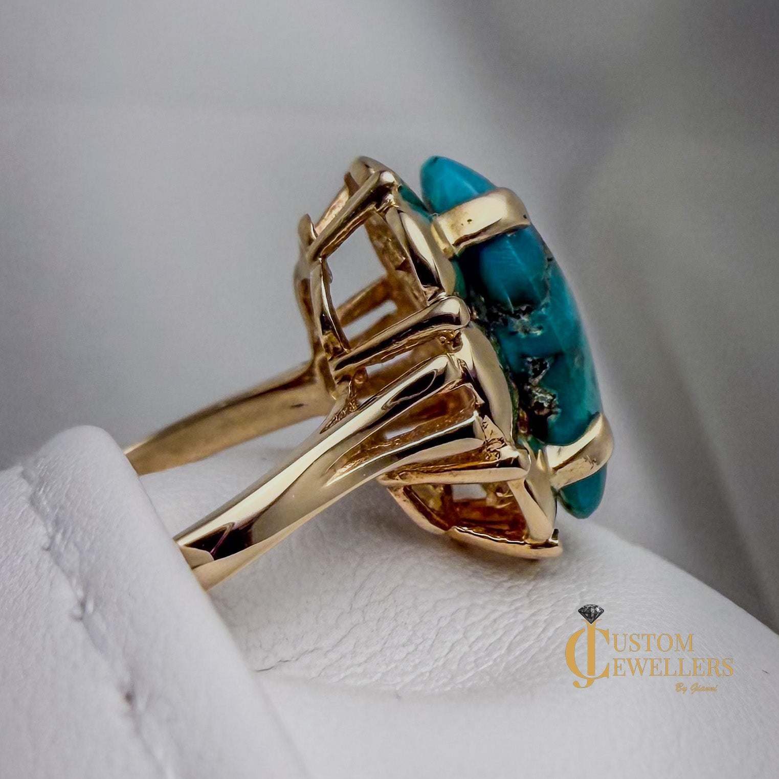 Stunning Turquoise 14k Gold Statement Ring