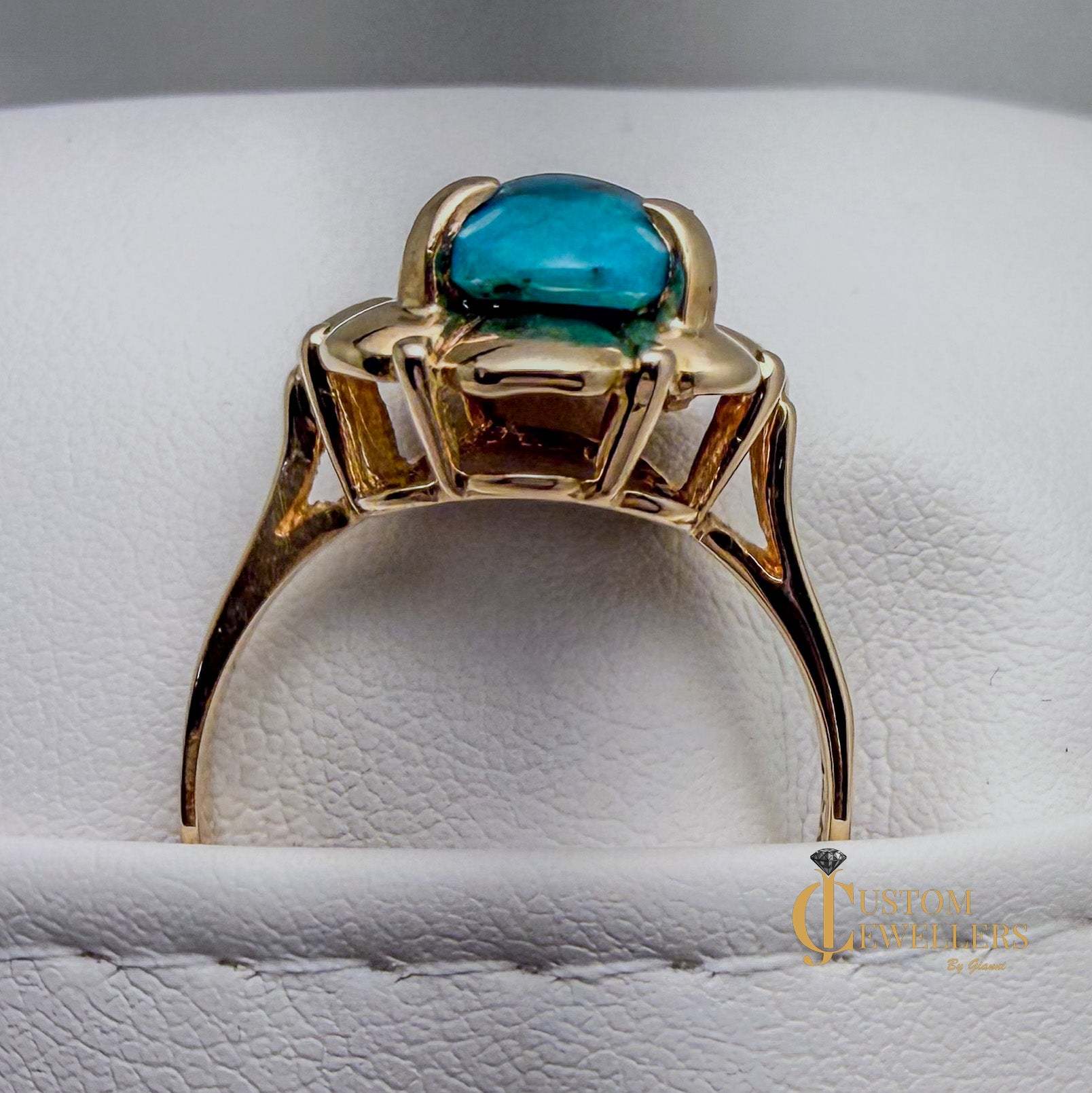 Stunning Turquoise 14k Gold Statement Ring