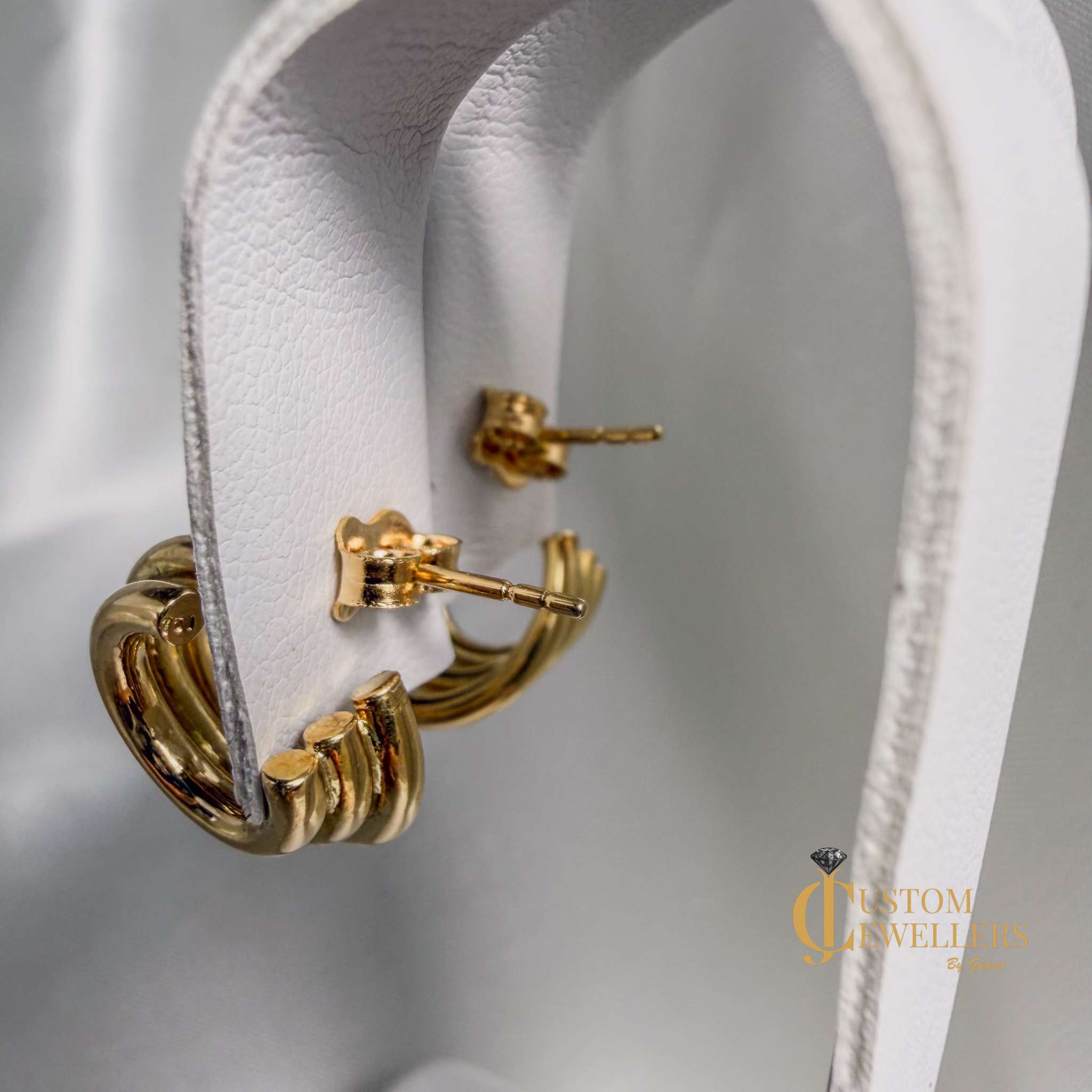 Graduated 18k Triple Row Layered Hoop Huggies Earrings for Women