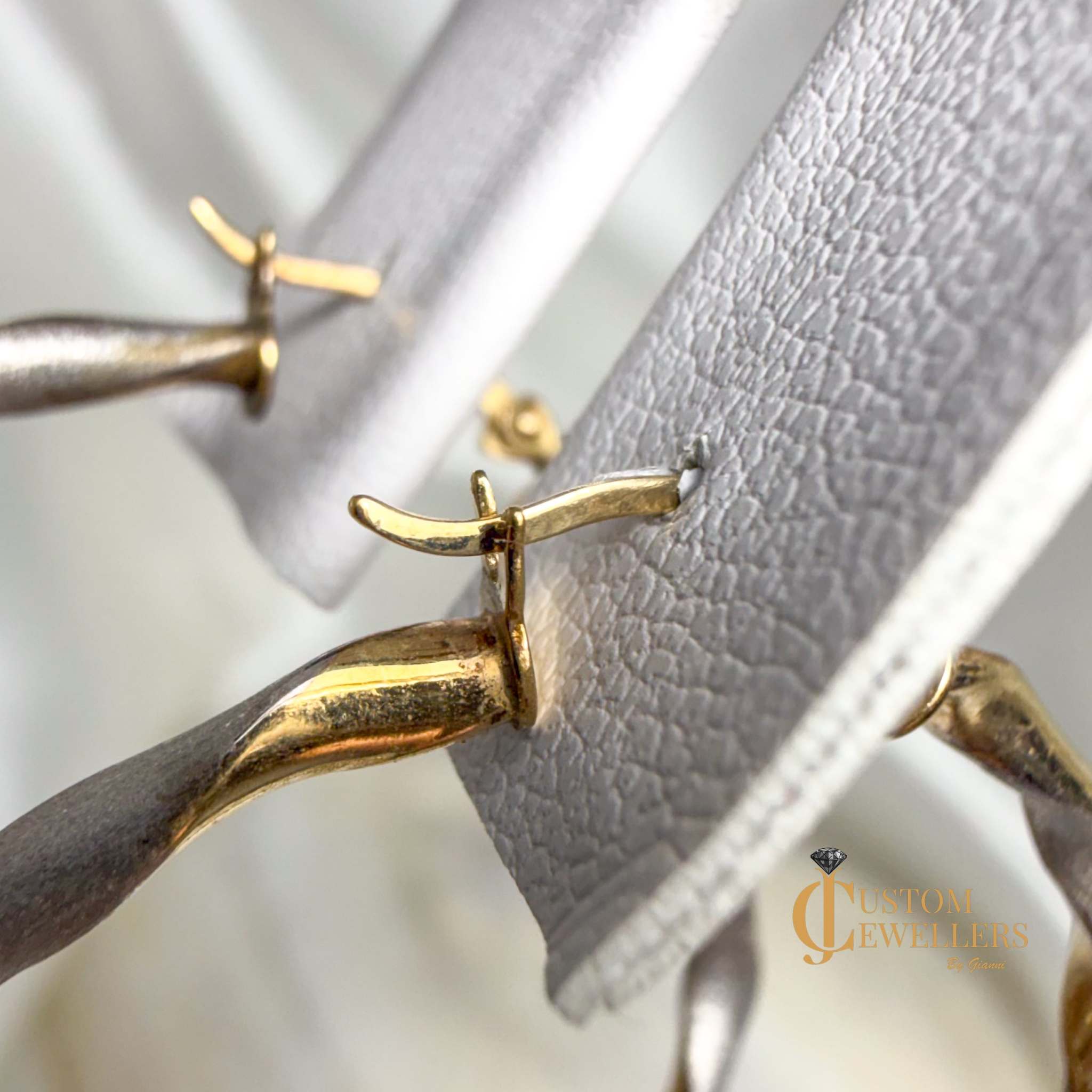 Two-Tone Two-Textured Twist Hoop Pearl Earrings
