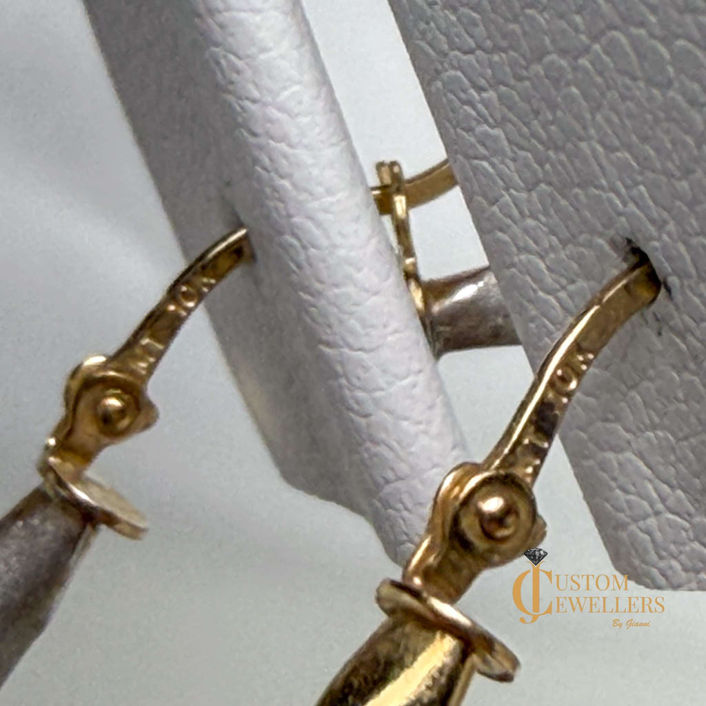 Two-Tone Two-Textured Twist Hoop Pearl Earrings