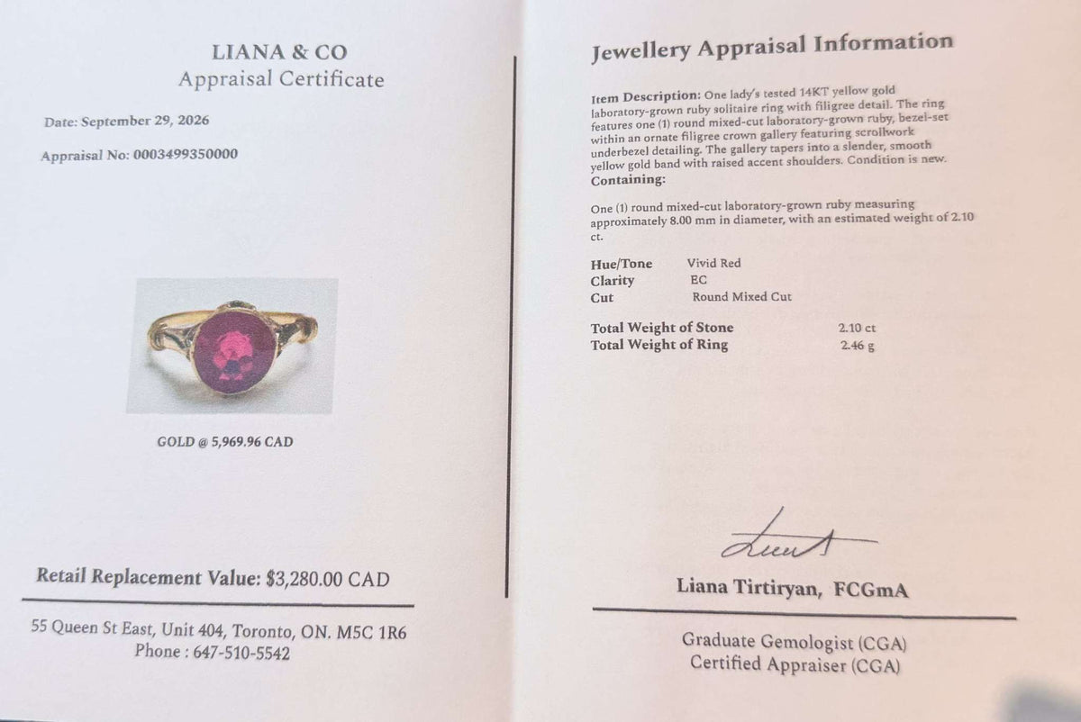 Cherie Amour Scrollwork Gold Ruby Ring