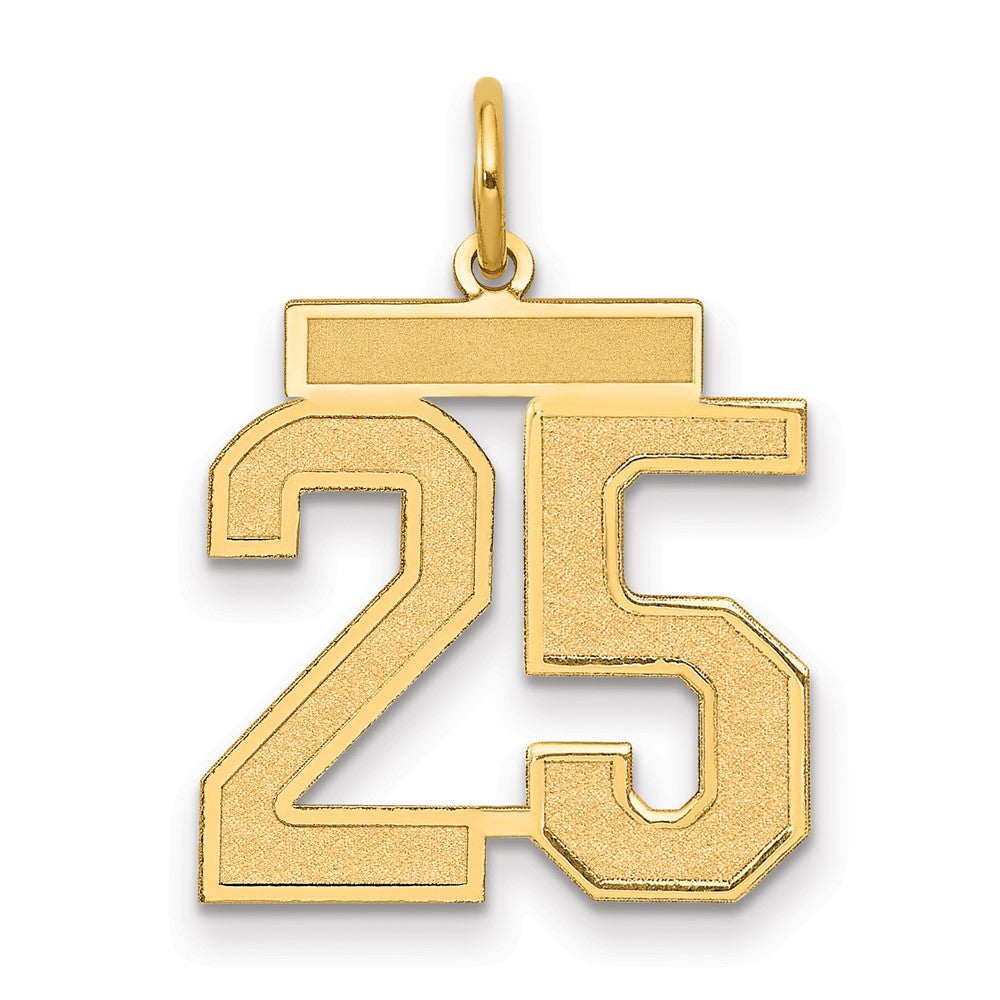Breloque numéro 25 moyenne en or 10 carats satiné