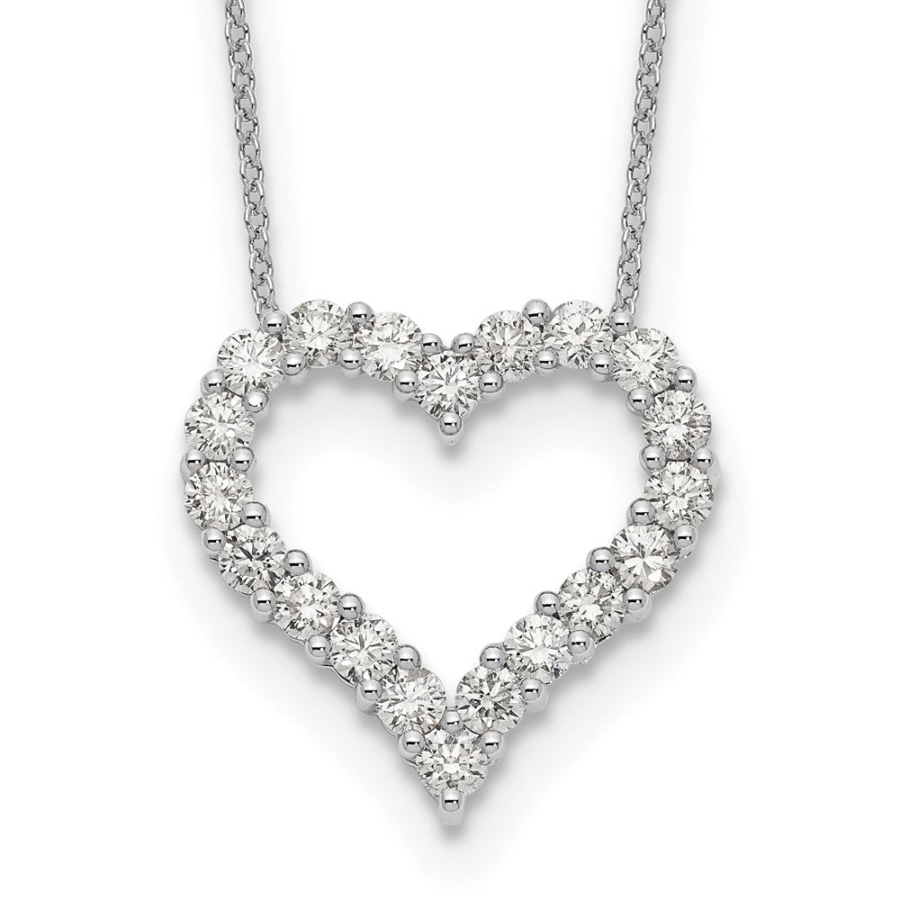 Collier cœur en diamant or blanc 14 carats 18 pouces