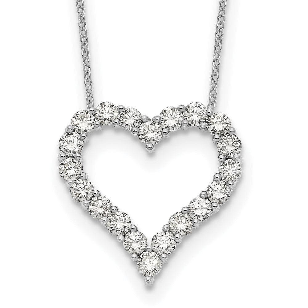 Collier cœur en or blanc 14 carats avec diamant, 18 pouces