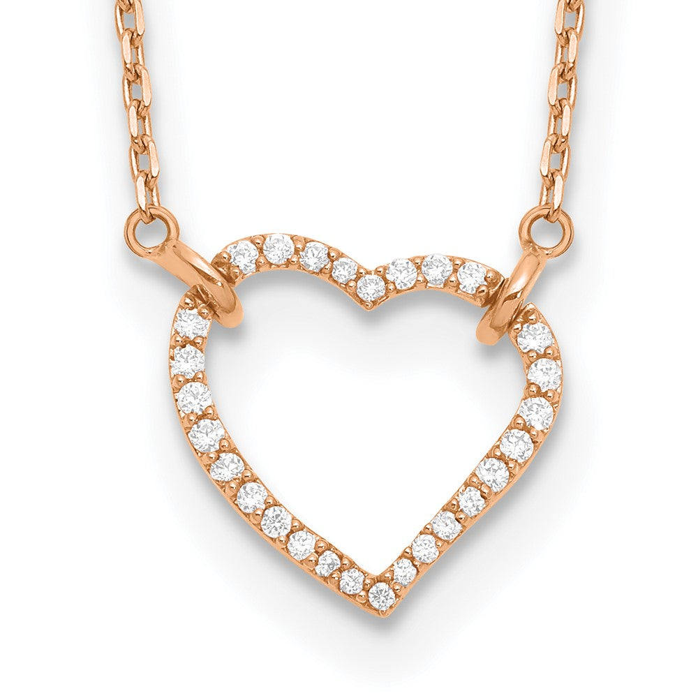 Collier cœur en or rose 14 carats avec diamants