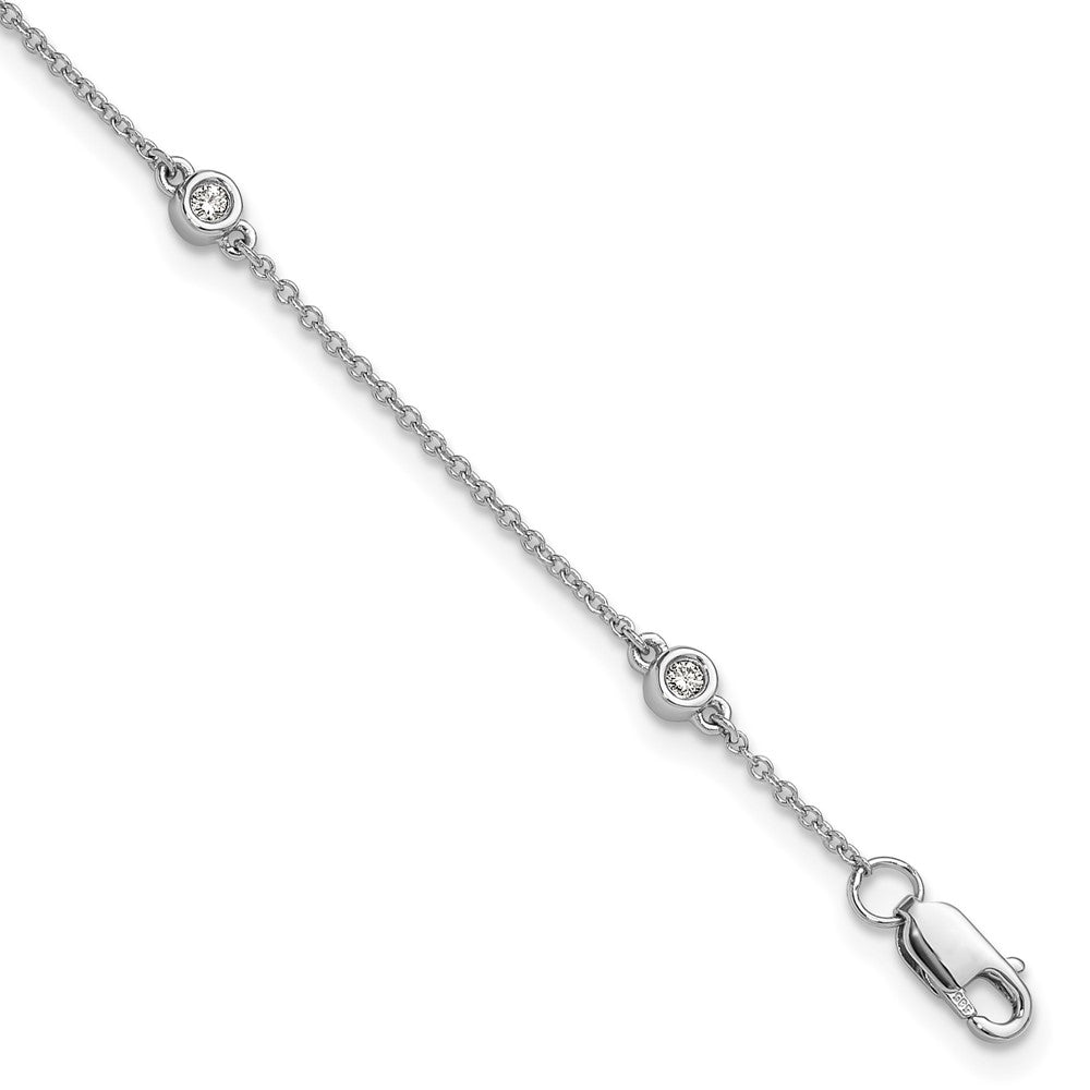Bracelet maille forçat à stations de diamants en or blanc 14 carats