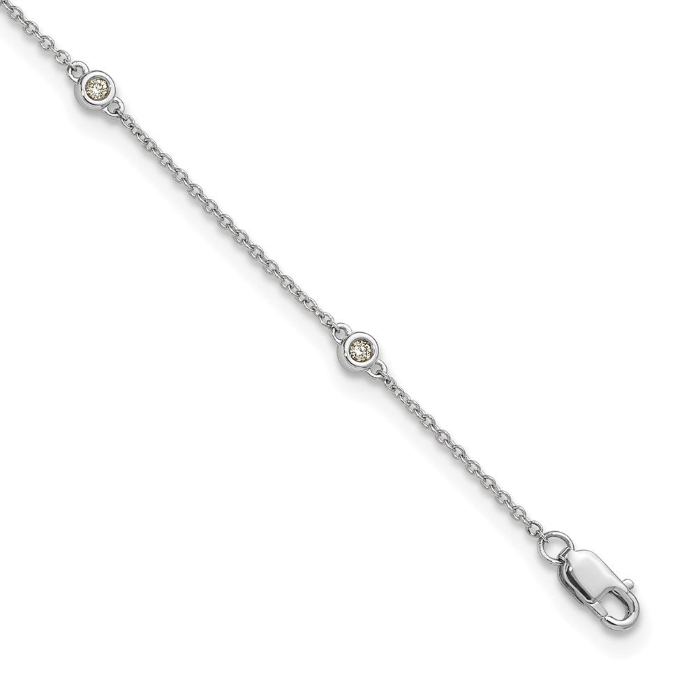 Chevillère à maillons en or blanc 14 carats avec diamants