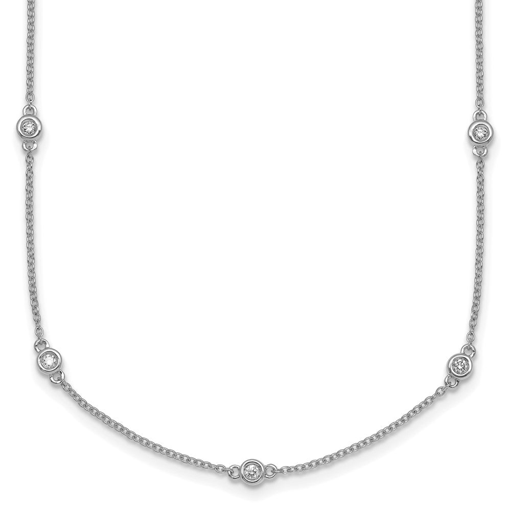 Collier maille forçat en or blanc 14 carats avec diamants répartis