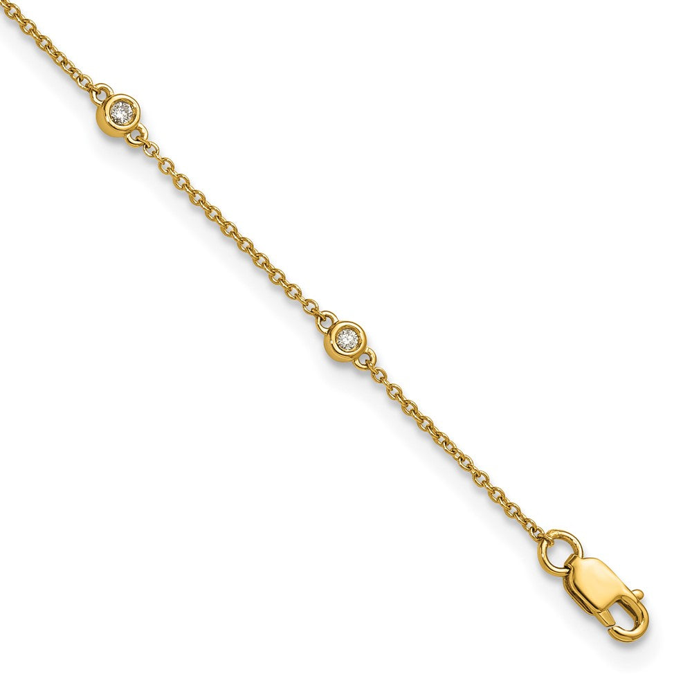 Chevillère câble à stations de diamants 14 carats