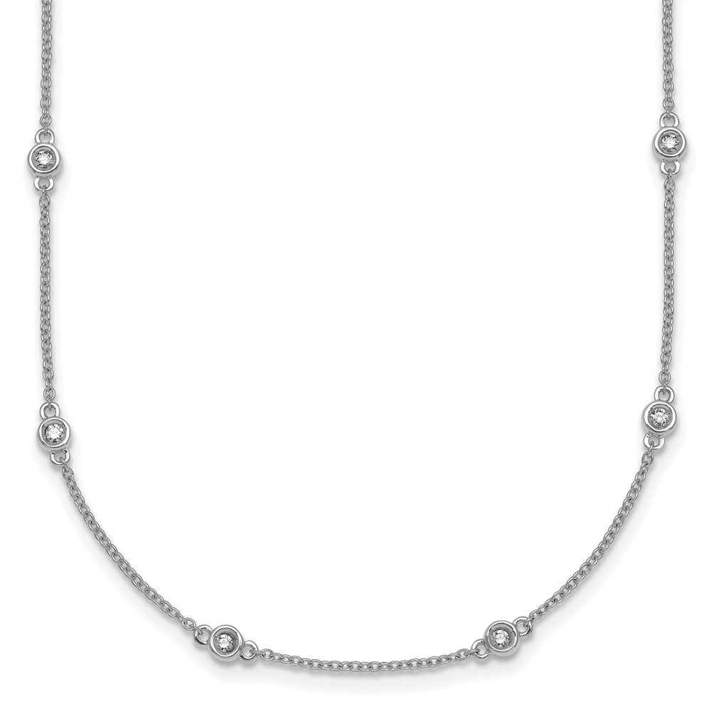 Collier maille forçat en or blanc 14 carats serti de diamants en station