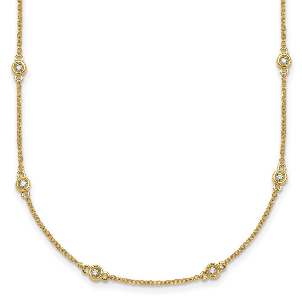 Collier câble à stations en diamant 14 carats