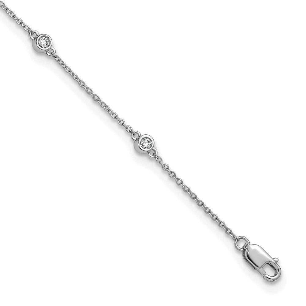 Chevillère maille câble en or blanc 14k avec diamants intercalés