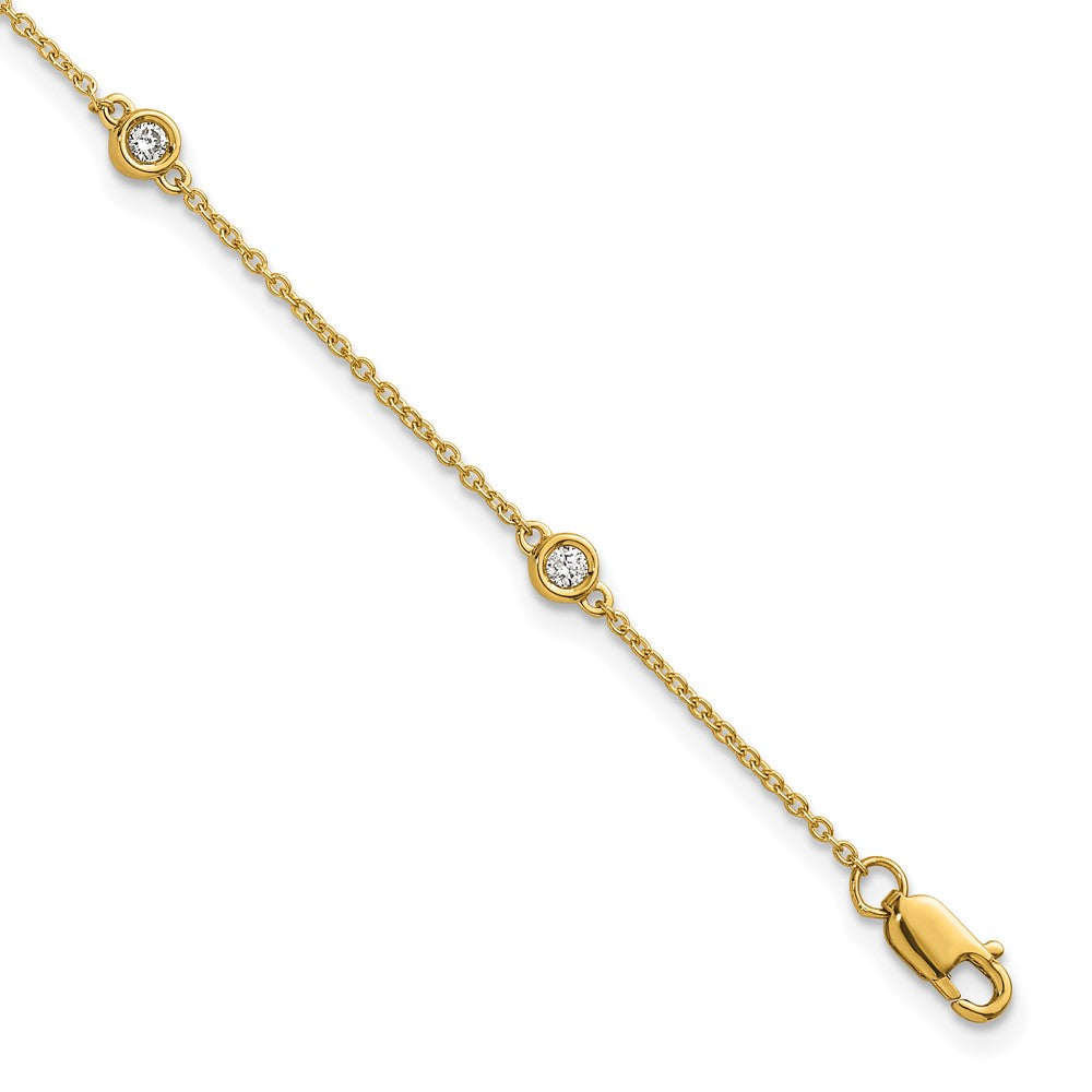 Bracelet chaîne avec diamants sertis à intervalles réguliers en or 14 carats