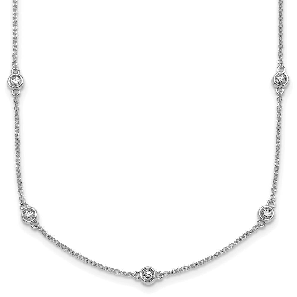Collier station en câble en or blanc 14 carats et diamants