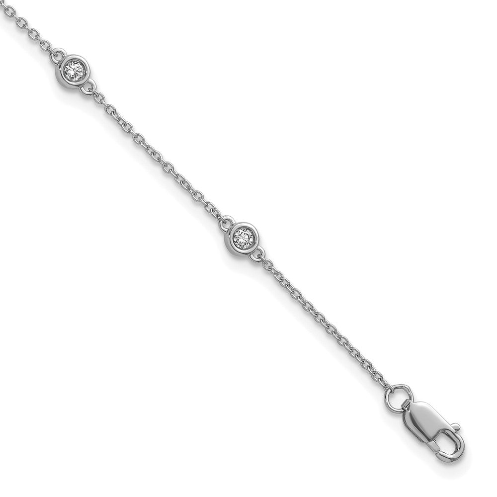 Bracelet gourmette en or blanc 14 carats serti de diamants en station