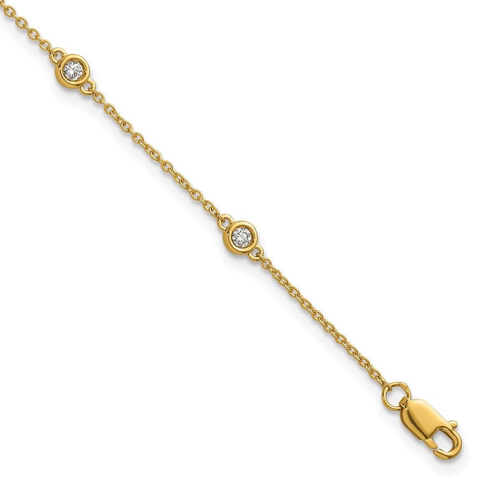 Bracelet chaîne avec diamants sertis à intervalles réguliers en or 14 carats