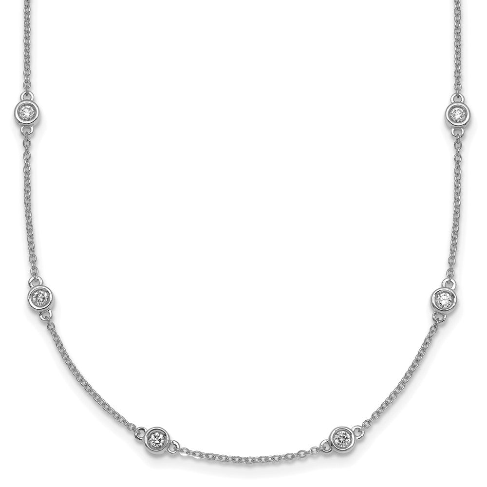 Collier chaîne à stations avec diamants en or blanc 14 carats