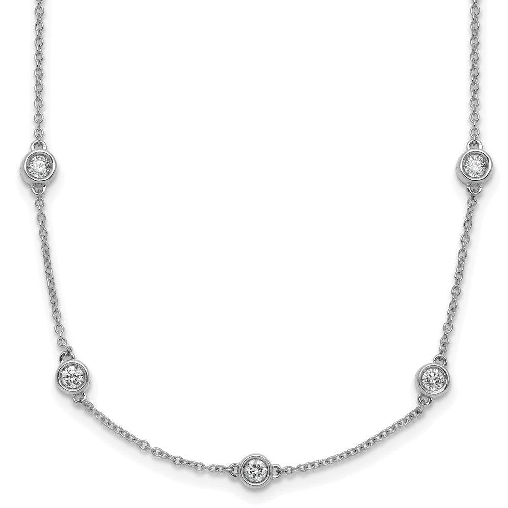 Collier câble à stations de diamants en or blanc 14 carats