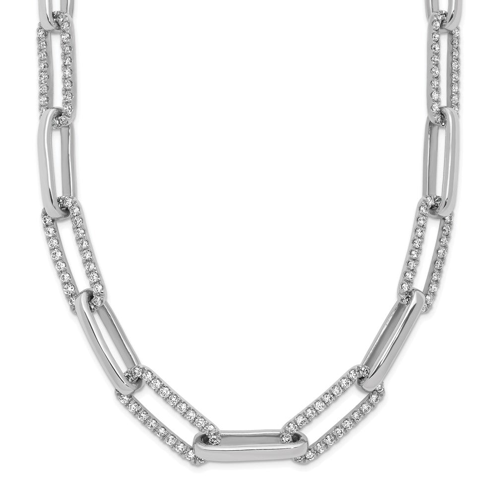 Collier à maillons trombone en or jaune poli 14 carats serti de diamants, 18 pouces