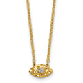 Collier œil porte-bonheur en or 14 carats, poli et martelé, avec diamant