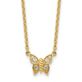 Collier papillon en diamant poli 14 carats