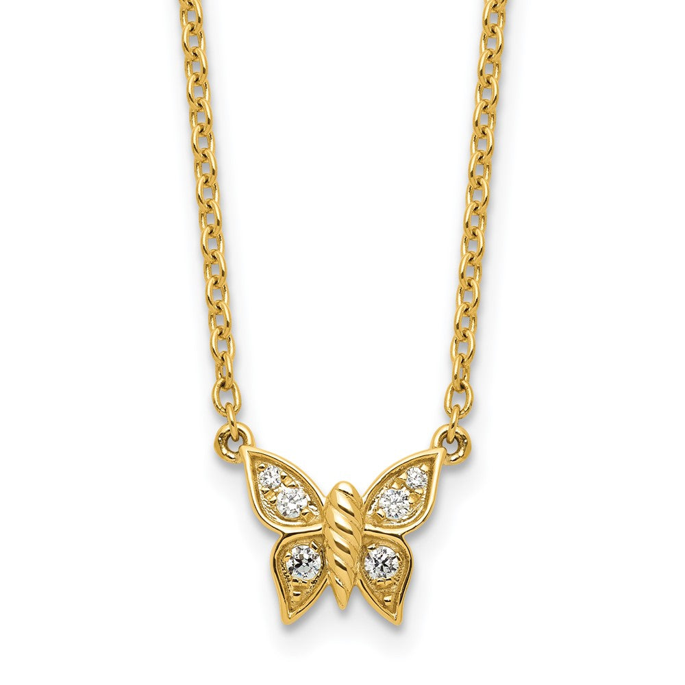 Collier papillon en diamant poli 14 carats