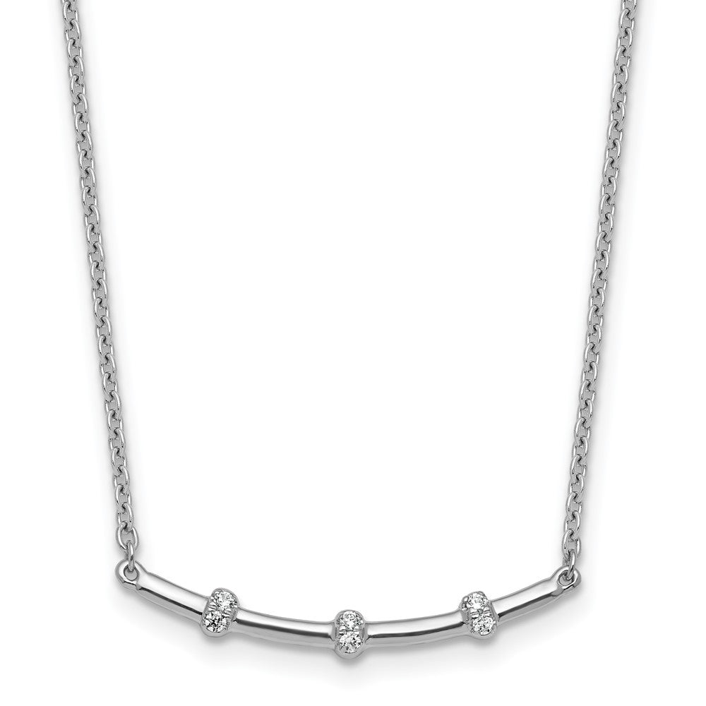 Collier barre en diamants polis en or blanc 14 carats