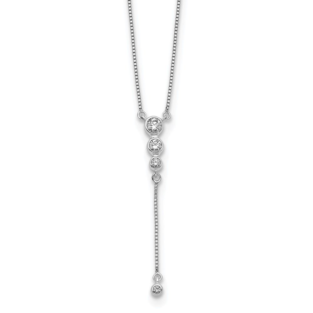 Collier pendant 18 po en or blanc 14 carats à trois diamants