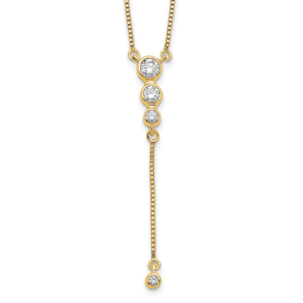 Collier 18 po en or 14 carats avec trois diamants et pendentif